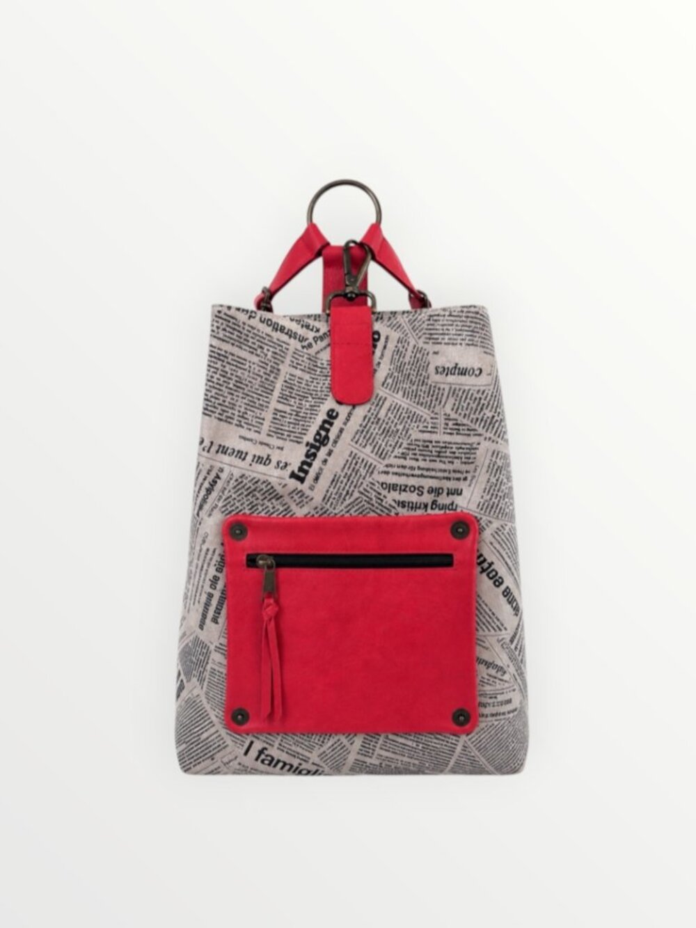 Maurizio Taiuti Newspaper Print Leather Backpack